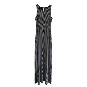Market & Spruce Black and White Chevron Stripe Full Length Maxi Dress